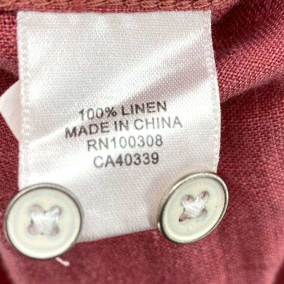 Peter Millar Linen Shirt Men Large Red Floral Coastal Grandpa Country Club Beach - Picture 7 of 9